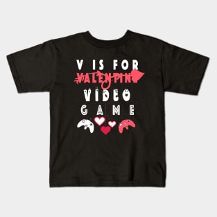 V is for Video Games Shirt Valentine Boys Valentines Day Kids T-Shirt